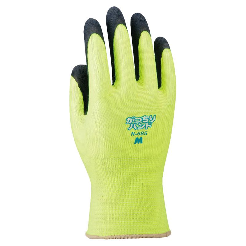 中部物産貿易　ホーケングローブ　がっちりハンド N-685　1双　背抜き手袋　天然ゴム　13ゲージ　グリップ　軽作業　運送　運搬 | 