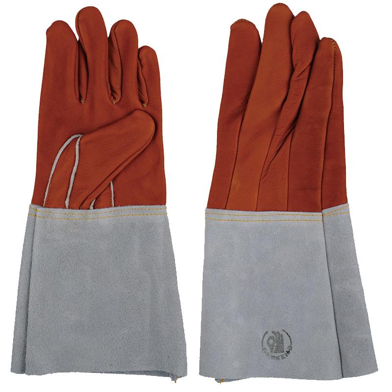 中部物産貿易 ホーケン ヨーテ#4A 5本指 溶接用革手袋 コンビ革 溶接 溶断 牛表革 ロング | 