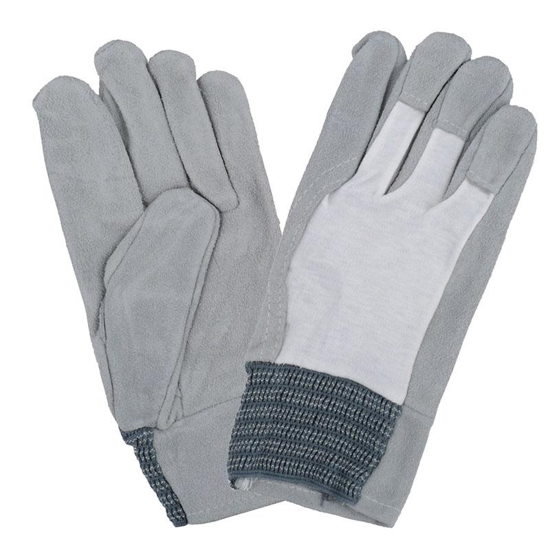 中部物産貿易　プロワーク　牛床皮手袋　QC−320−10P  10双組　甲メリヤス　お買い得パック　綿　通気性　厚手　丈夫 | 