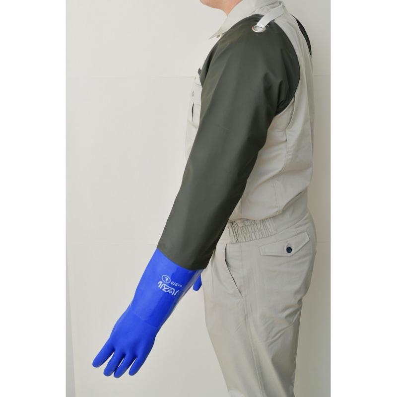 腕カバー付きビニール手袋　ホーケン　ハッスル No.970　れんこん掘り　塩化ビニール　1双　97cm　肩口　がれき撤去　ドローコード　超ロング |  | 01