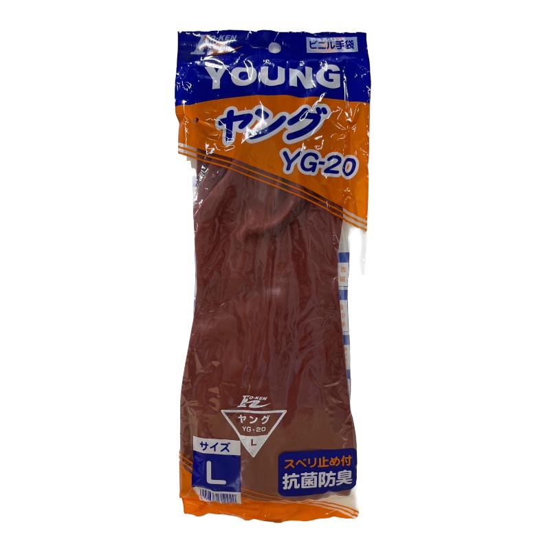 ビニール手袋　ホーケン ヤング YG-20  1双　ビニール厚手　すべり止め　抗菌防臭　34cm |  | 01