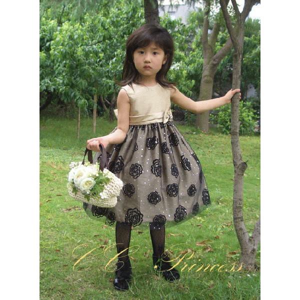黒バラ模様のワンピースドレス 21秋冬新作 Gd 210 女の子 キッズドレス ワンピース Cc Princess フォーマルドレス