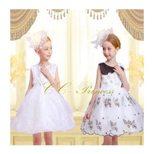『ホワイトとブラックの2色ドレス（GD-249）』子供ドレス、女の子、フォーマル、ワンピース、ブラック、ホワイト 100・110・120・130｜cc-princess