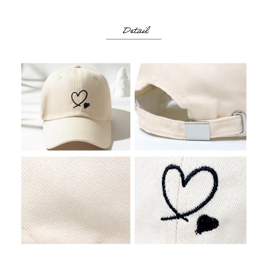 キャップ 帽子 レディース キッズ ハート 刺繍 韓国 つば長 深め ワン