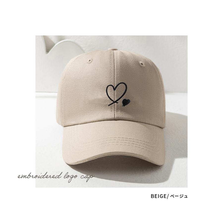 キャップ 帽子 レディース キッズ ハート 刺繍 韓国 つば長 深め ワン