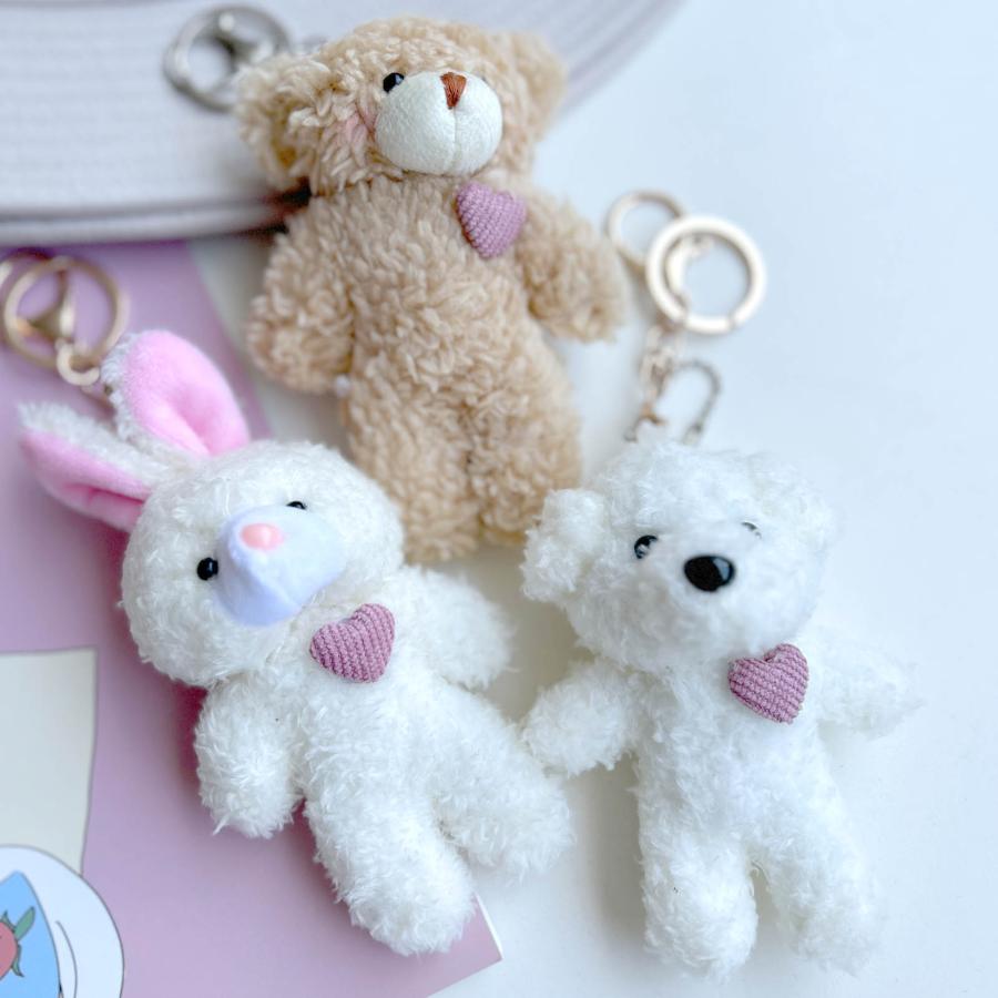 キーホルダー ぬいぐるみ 韓国 くま うさぎ いぬ キーリング キー