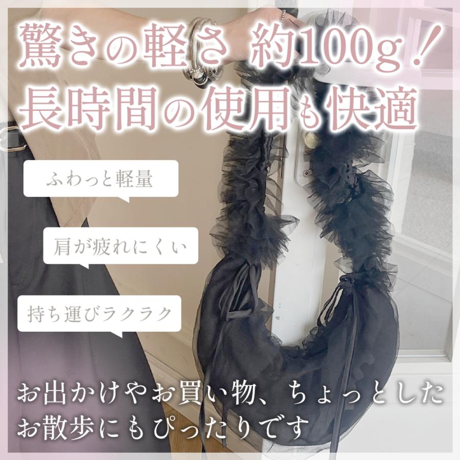 バッグ ショルダーバッグ  フリル チュールバッグ レディース 韓国 くしゅくしゅ レース 軽量 バレエ ブラック ホワイト グレー ピンク 黒 白 |  | 09