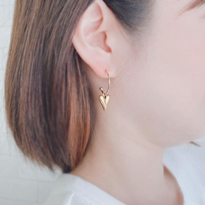 ピアス ハート C型 フープ ゴールド シルバー : アクセサリー セレクト