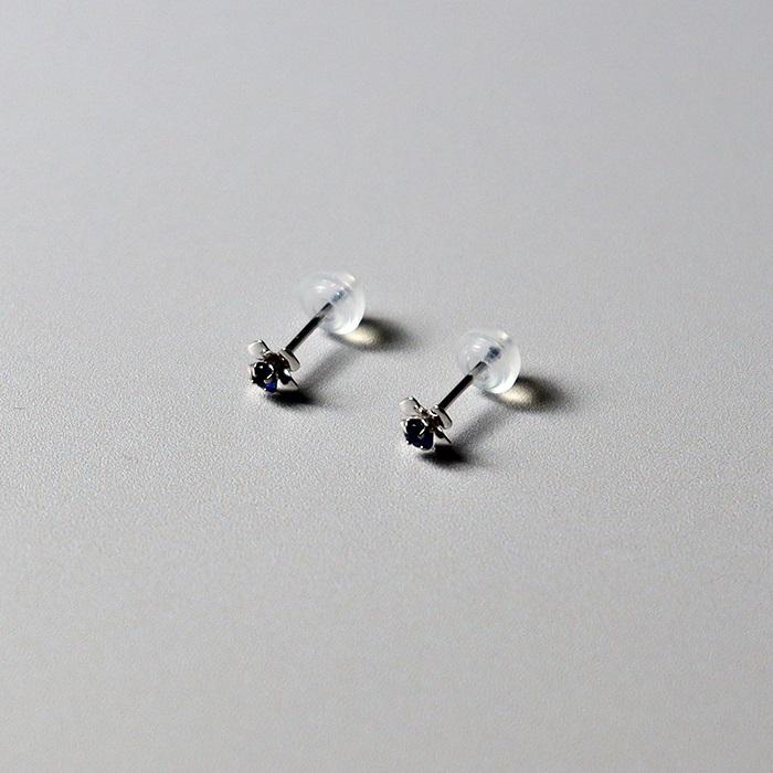 ピアス K10WG 10K 10金 サファイア ホワイトゴールド 花 フラワー プチ