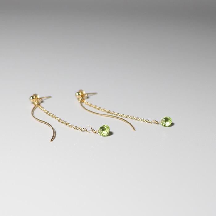 【リーフ】ペリドットトパーズ　チャーム、ピアスイヤリングノンホールピアス ピアス ノンホールピアス ペリドット 天然石 しずくピアス イヤリング