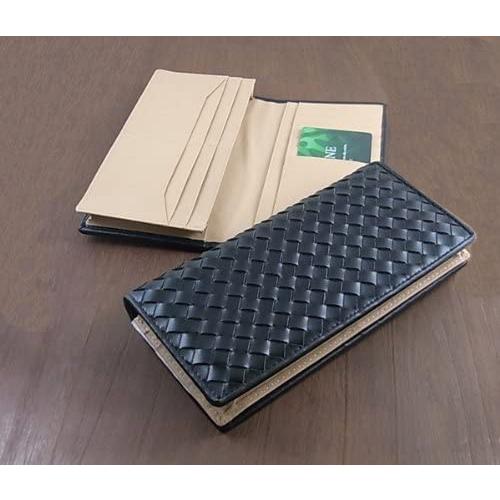 箱なし価格 メンズ レザー ブランド ロングウォレット 編み込み 本革