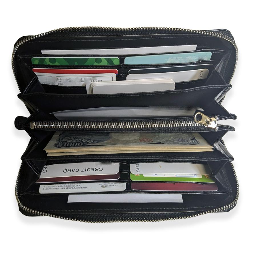 訳あり メンズレザーロングウォレット ダコタレザーラウンドファスナーウォレット 本革牛革 紳士用 長財布 ブラックAnonymアノニム 送料無料 |  | 08