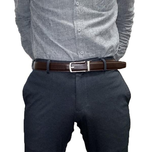 ベルト穴なしベルト 30mm 自分のウエストにフィット ワンタッチ 楽々着脱バックル  牛革本革シボ型押しメンズベルト 紳士用ベルト  ベルト チョコ ith02ch |  | 02