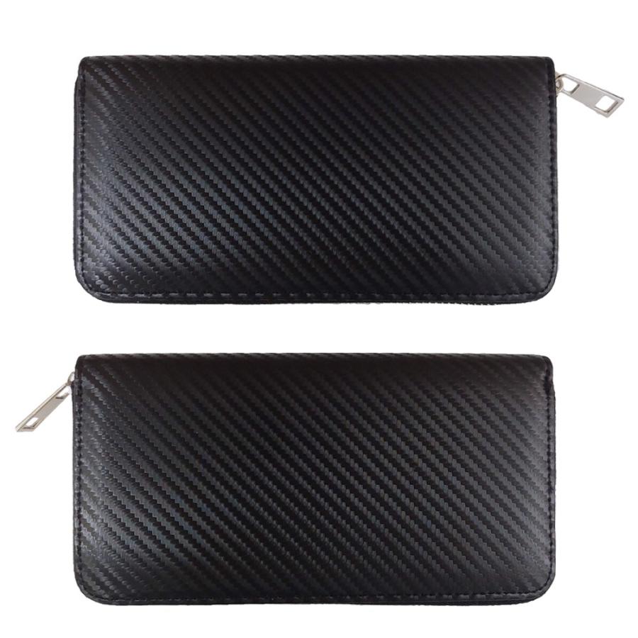 箱無し特価 ラウンドファスナー長財布 カーボンレザー型押し メンズ レディース 男女共用小銭入れ付 PUレザー ブラック ネイビー ブラウン 黒 茶 |  | 04