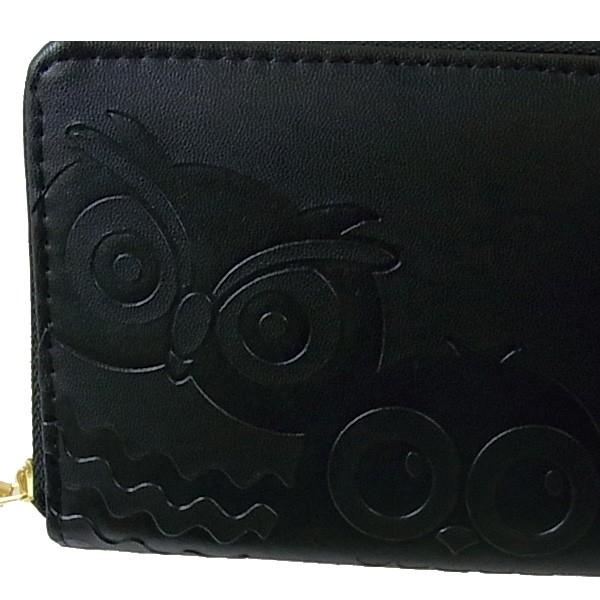 ふくろう財布 フクロウ刻印入り 福財布 黒色 幸運長財布 長財布メンズ