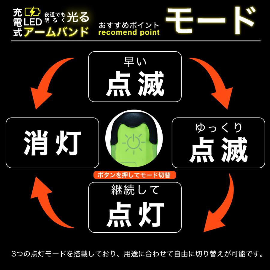 簡単手に巻ける充電式LED反射板 USB Type-C充電 夜道で光る安全ライト 5色選べる 点灯モード3種類 送料無料 反射 発光で視認性◎ 小学生 園児 児童 子供 キッズ |  | 08