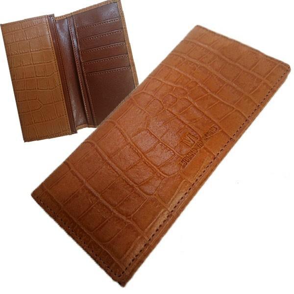 箱無し クロコ型押し メンズ 定番 紳士用ロングウォレットLUCIANO VALENTINO ルチアーノ・バレンチノ  長財布 キャメル luv4001ca | 