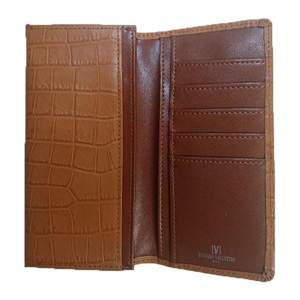 箱無し クロコ型押し メンズ 定番 紳士用ロングウォレットLUCIANO VALENTINO ルチアーノ・バレンチノ  長財布 キャメル luv4001ca |  | 03