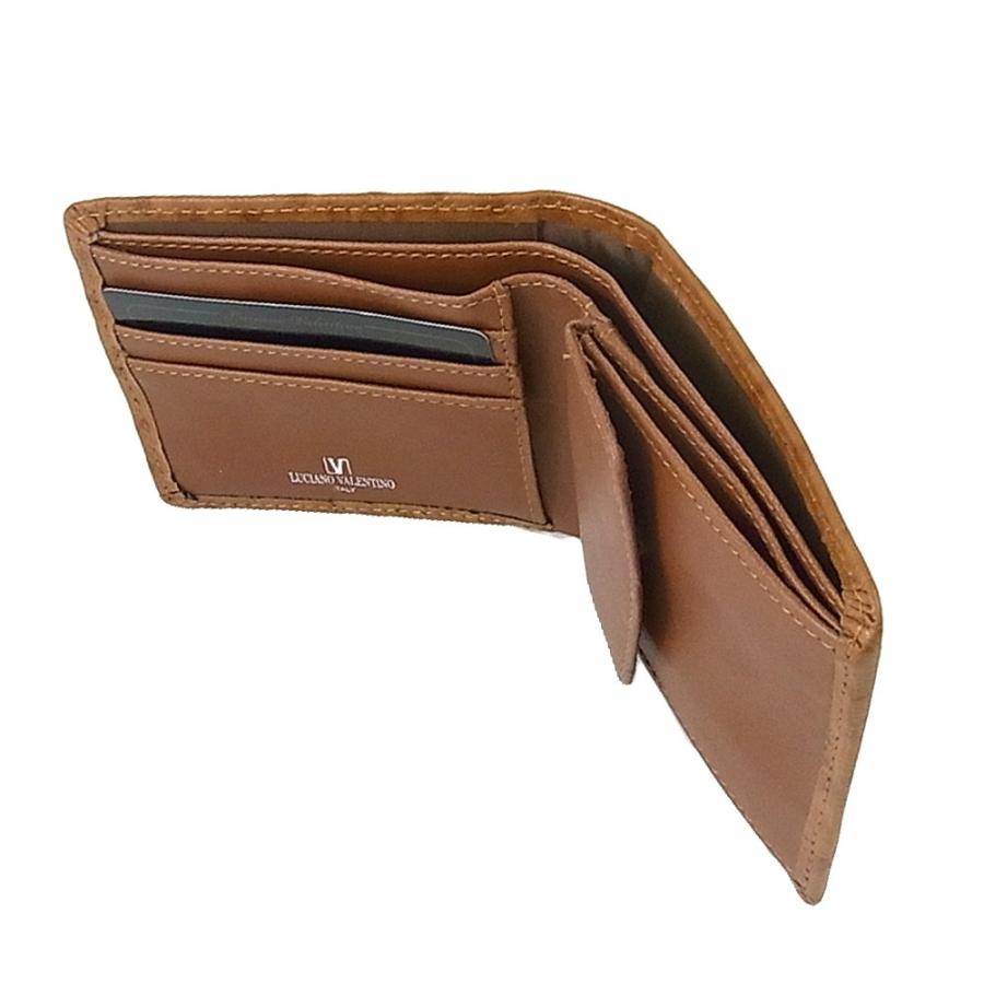 箱無し  メンズ 定番 本革 牛革 オーストリッチ型押し LUCIANO VALENTINO ルチアーノ・バレンチノ  短財布 キャメル luv5002ca |  | 03
