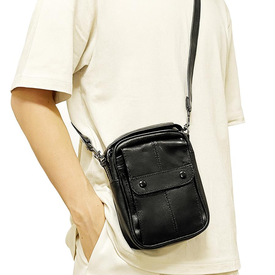 高級ラム革 縦型ラム革ショルダーバッグ ボディバッグ メンズバッグポーチ 紳士用 男性用 送料無料 軽量 コンパクト スマホ収納 肩掛け 斜め掛け |  | 10