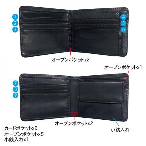 財布 メンズ 二つ折り財布 小銭入れ カードがたくさん入る 訳あり