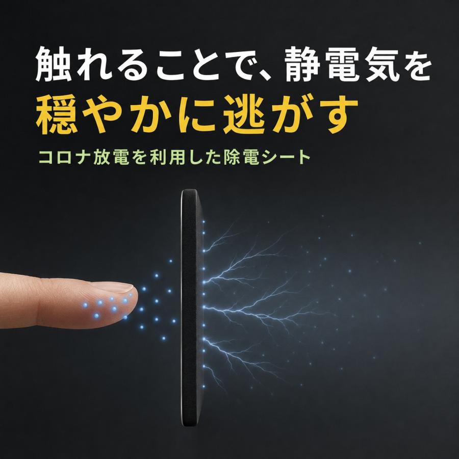 ドアやエレベーターに貼る静電気除去シート パチットール蓄光8 コロナ放電プレート 静電気軽減 花粉シート 静電放電 送料無料 |  | 03