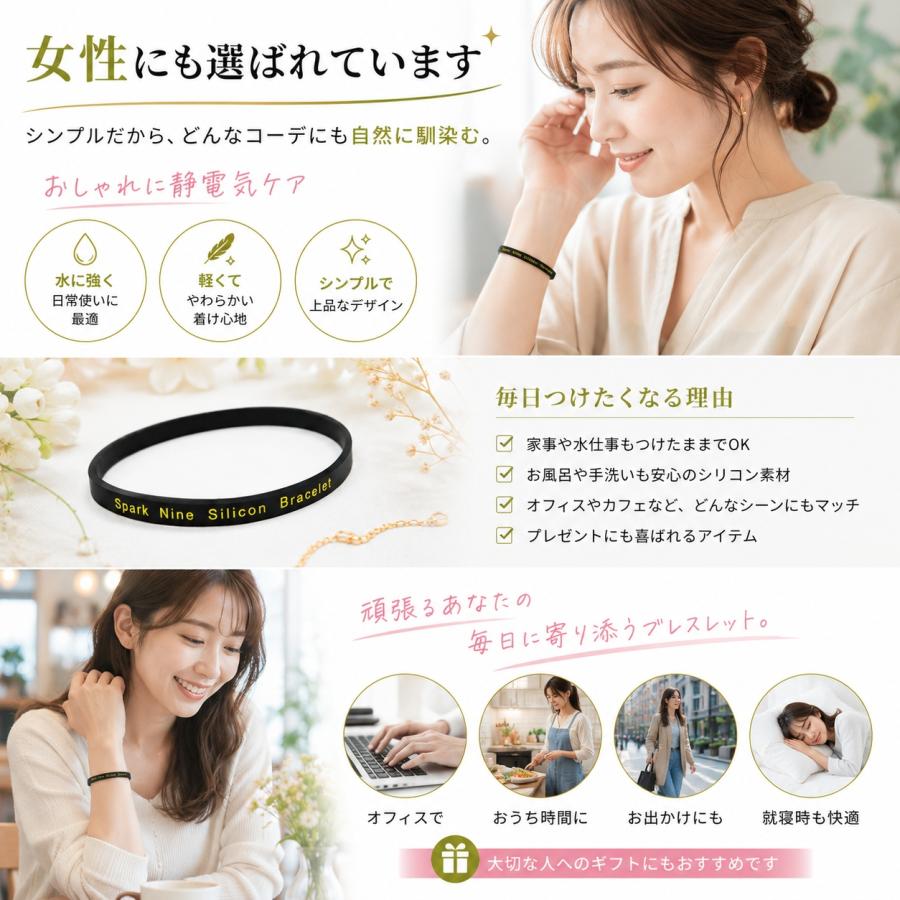 スパークナイン 静電気防止シリコンブレスレット 男女兼用 水回りに