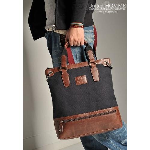 メンズショルダーバッグ トートバッグ United HOMME ユナイテッドオム ヴィンテージ加工2WAY 紳士用 男性用鞄 カバン 送料無料 |  | 04