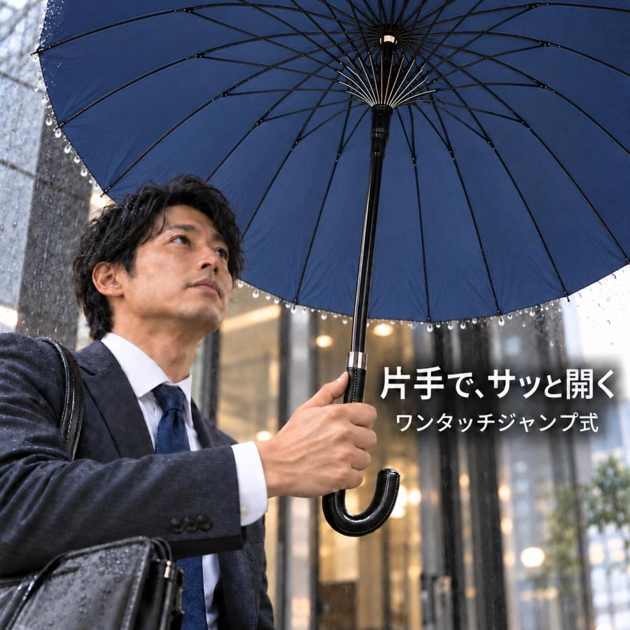 ビッグサイズ 長傘 24本傘 メンズ傘 GOODデザイン 65センチ ワンタッチ