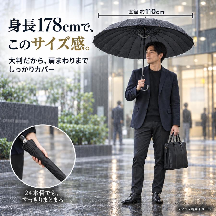 ビッグサイズ 長傘 24本傘 メンズ傘 GOODデザイン 65センチ ワンタッチ