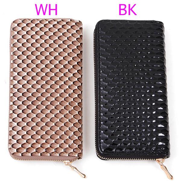 女性用長財布 スネークウロコ型押し レザー調長財布ロングウォレット