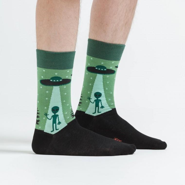 SOCK it to me ソックス メンズ 靴下 総柄 宇宙人 宇宙 クルー