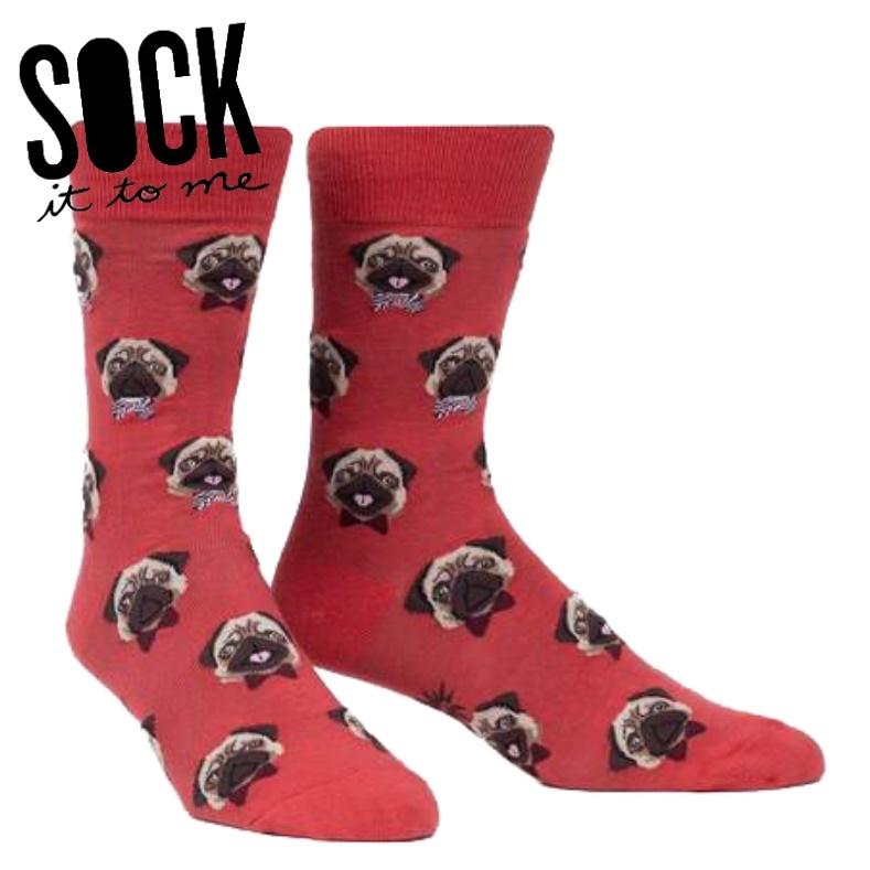 SOCK it to me ソックス メンズ 靴下 総柄 パグ 犬 動物 クルー