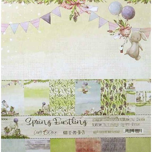 Craft O 039 Clock ポーランド 作品販売可能 スクラップブッキング用ペーパー Spring 6シート 年間定番 12デザイン アシッドフリー Bustling 12インチ