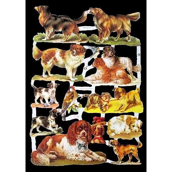 作品販売可能 ドイツ製クロモス 犬 ドッグ 7163 ラメ無し コラージュ デコパージュ スクラップブッキング コラージュ