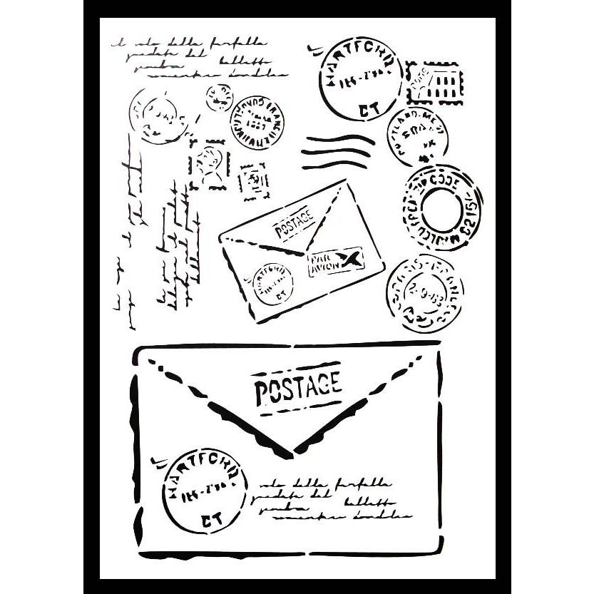 ステンシルa4大サイズ プレート デザインプレート モチーフ Stencil Pattern クラフト ペイント スタンプ インクパッド 手紙