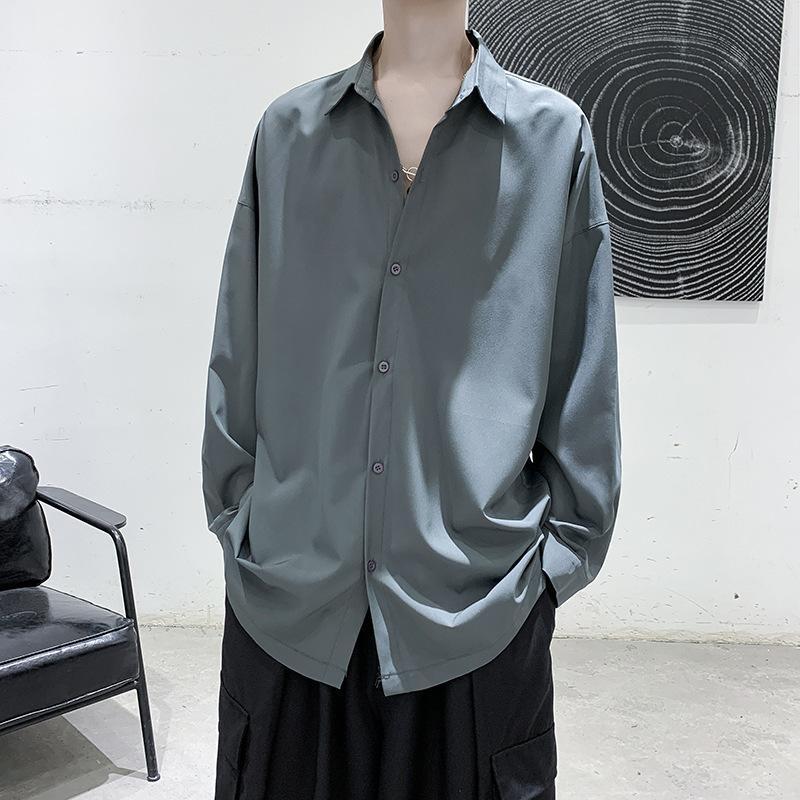 カジュアルシャツ メンズ   ３色 無地 長袖  ブラック ホワイト 冷感 ゆったり レギュラー 通勤 ビジネス ビジネス 学生 大人 春夏　 |  | 13