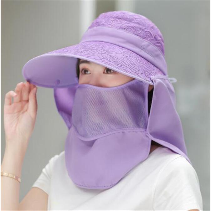 翌日発送レディースつば広帽子 UVカット折畳み可 つば広 日よけ フェイスカバー付 サンバイザー 日焼け 紫外線対策 ハット ネックカバー ウイルス対策 |  | 02
