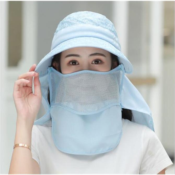 翌日発送レディースつば広帽子 UVカット折畳み可 つば広 日よけ フェイスカバー付 サンバイザー 日焼け 紫外線対策 ハット ネックカバー ウイルス対策 |  | 03