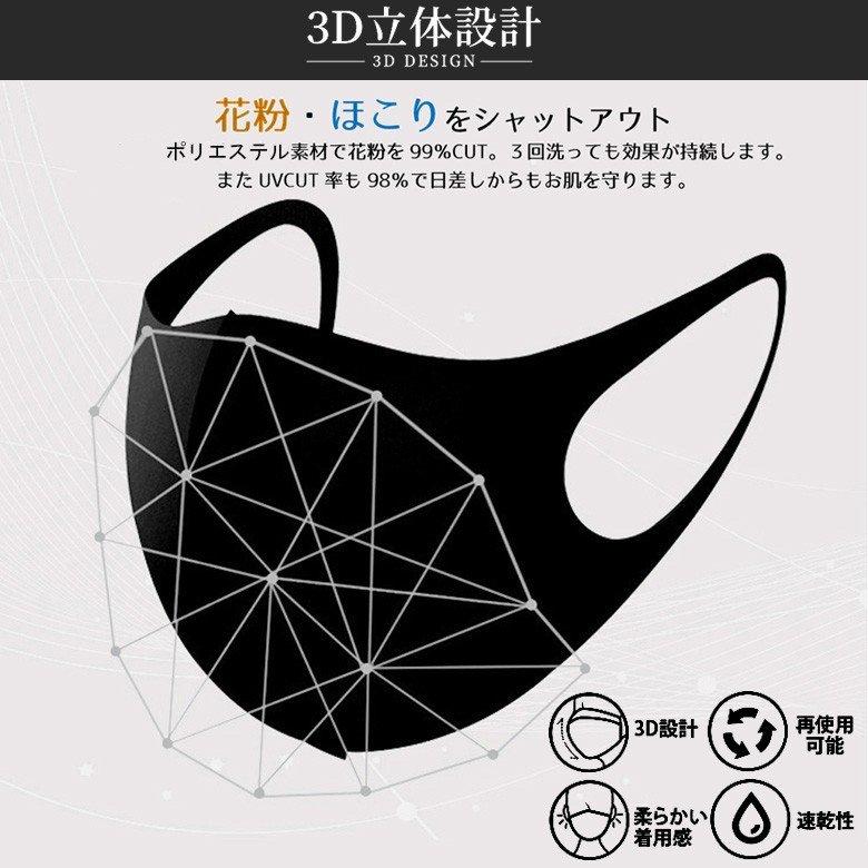 マスク 大人用 10枚セット 洗える 男女兼用 ポリエステルマスク 3D立体