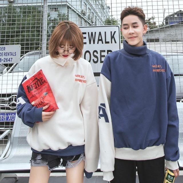 カップルペアルック 韓国風 パーカー パーカ プルオーバー スウェット 色コンビ トレーナー 英文字プリント トータルネック ゆったり Ny 036 Ny 036 Ccqueen 通販 Yahoo ショッピング