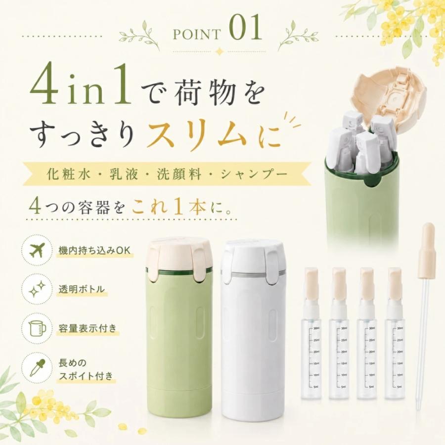 2個目1000円】トラベルボトル 4in1 マルチトラベルボトル シャンプー