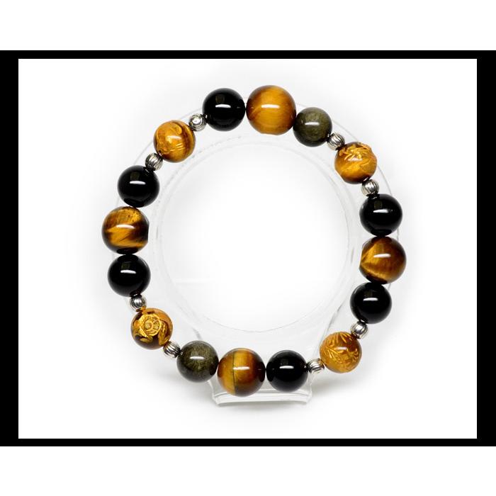 【限定】大玉12mmゴールドオブシディアン天然石パワーストーンブレスレット開運 ゴールデンオブシディアン12mm シンプルブレスレット｜天然石
