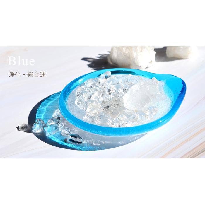 パワーストーン 置き物 琉球ガラス 泡皿 浄化セット 5A水晶さざれ石 約