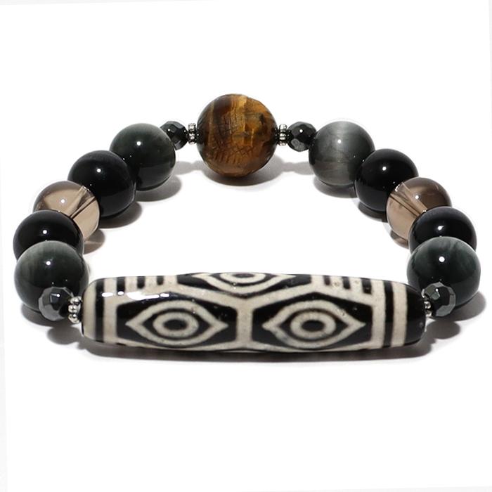 パワーストーン ブレスレット 龍眼天珠 金運 男の強運ブレス 天然石