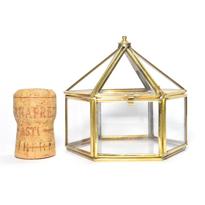 アンティーク調 六角錐 ガラス 真鍮 アクセサリー ケース |  | 02