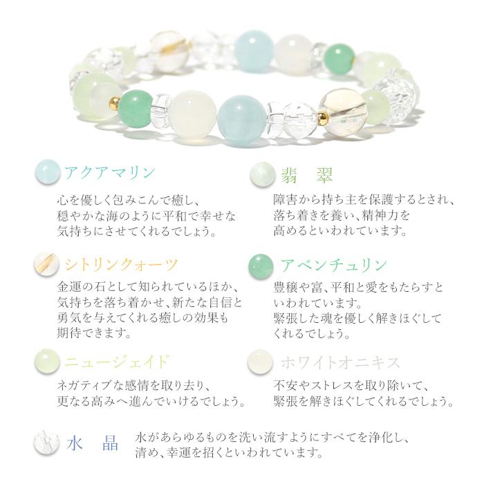パワーストーン ブレスレット 癒しを届ける アクアマリン 翡翠