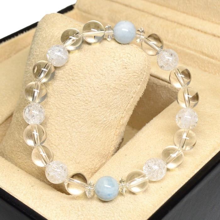 パワーストーン 天然石 アクアマリン 水晶 ブレスレット |  | 02