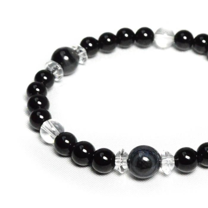 天然石 パワーストーン 厄除け ブレスレット ストラップ セット オニキス 天眼石 水晶 メール便送料無料 |  | 03