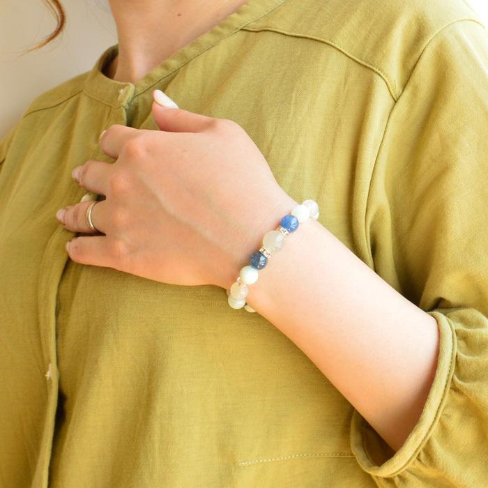 パワーストーン ブレスレット ムーンストーン カイヤナイト ブルー